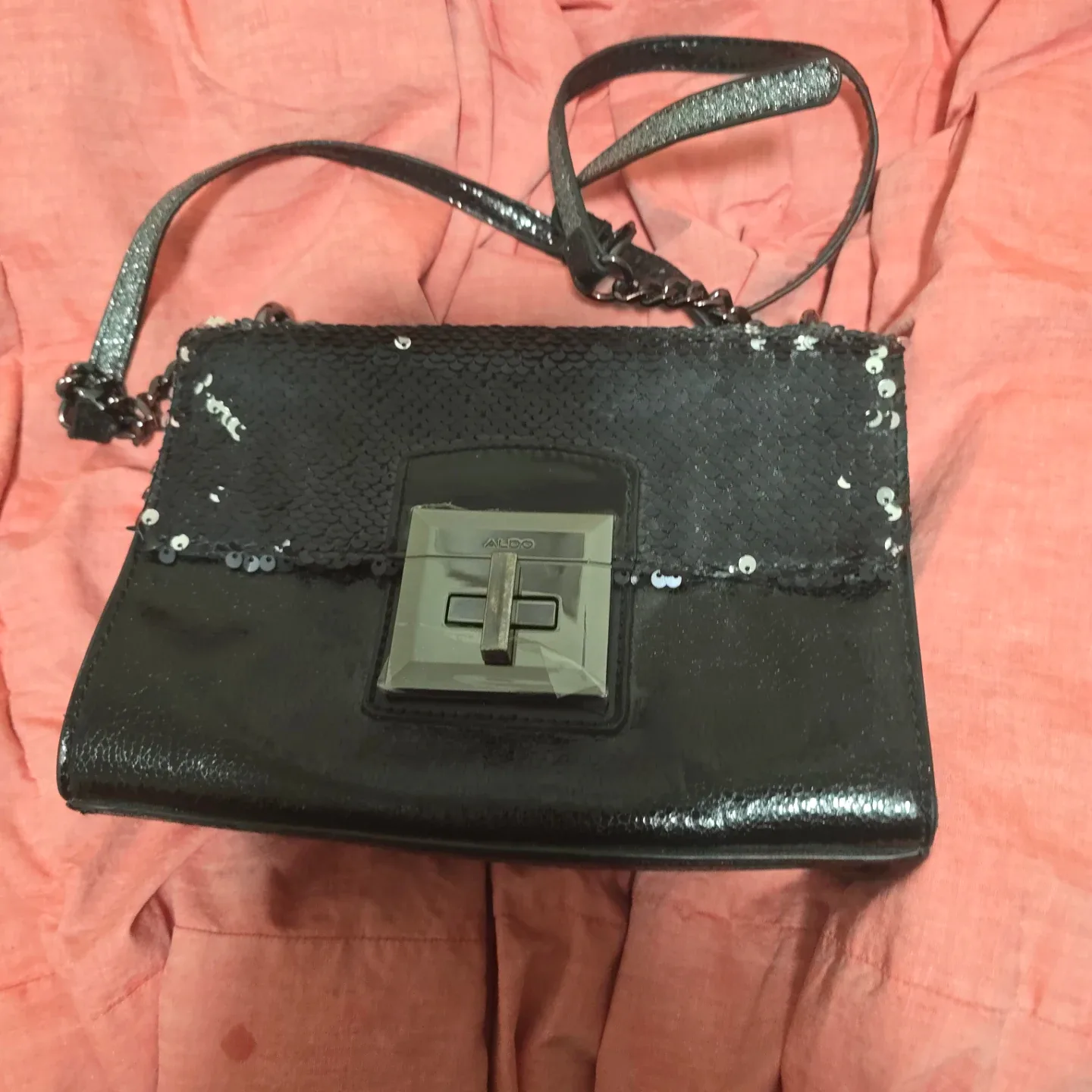 ALDO Black Sequin Clutch Purse