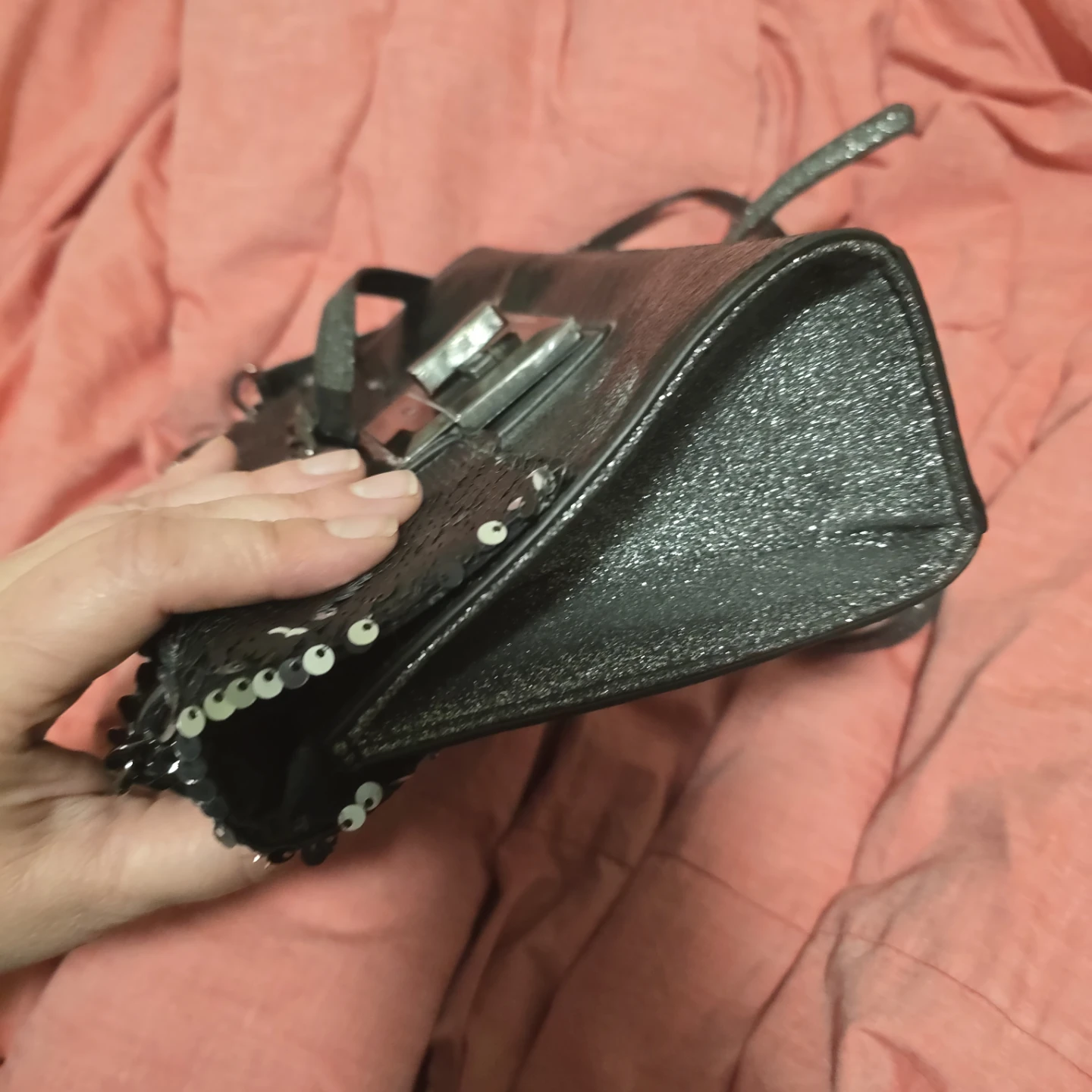 ALDO Black Sequin Clutch Purse - photo 4
