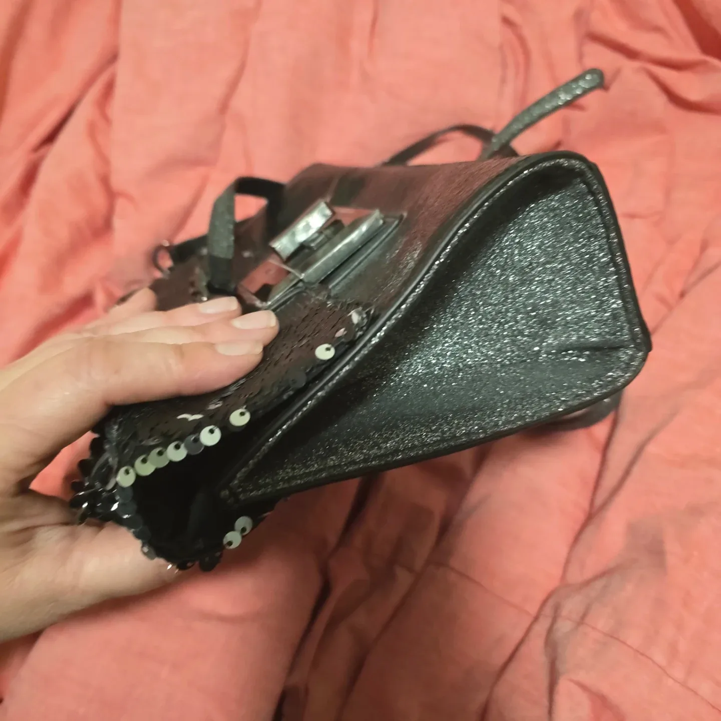 ALDO Black Sequin Clutch Purse - photo 4
