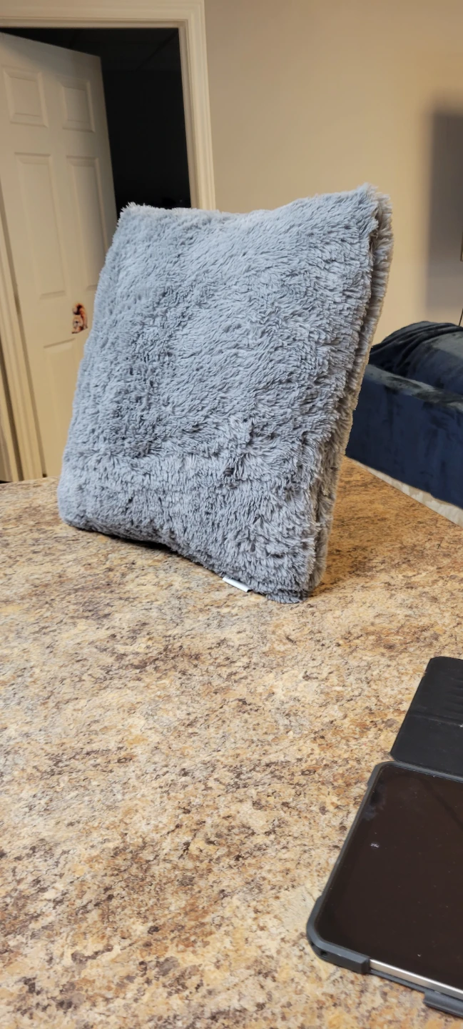 4. -City Comfort Faux Fur Throw Pillow - Grey - photo 2