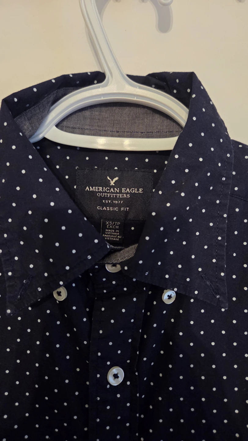 American Eagle Outfitters Navy Polka Dot Button-Up Shirt - photo 2