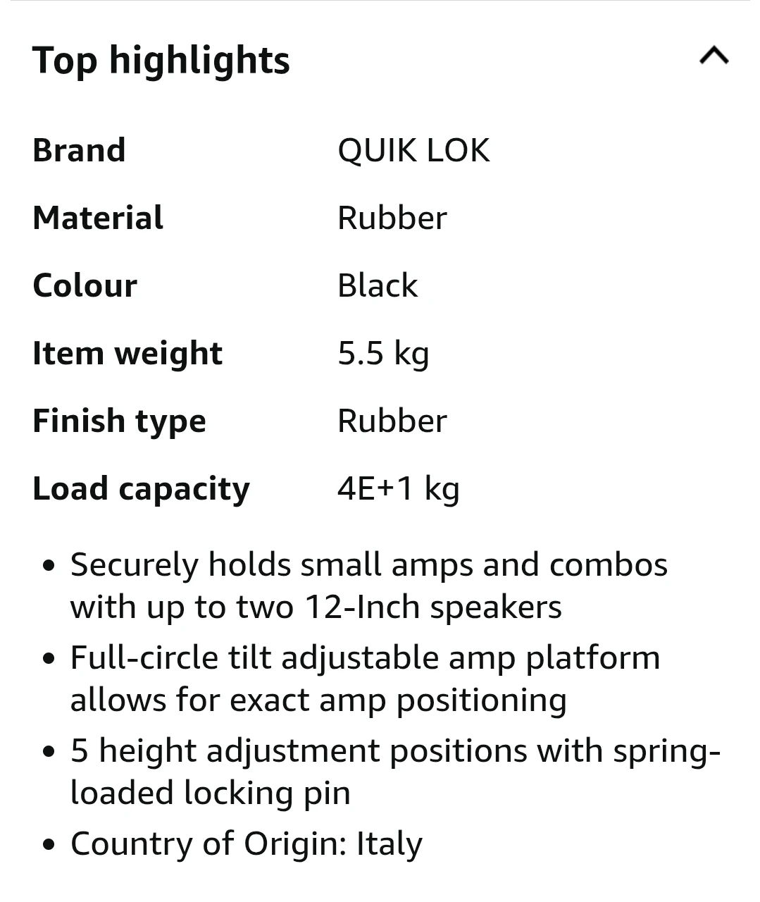 Quik Lok BS625 Fully Adjustable Amplifier Stand - photo 4