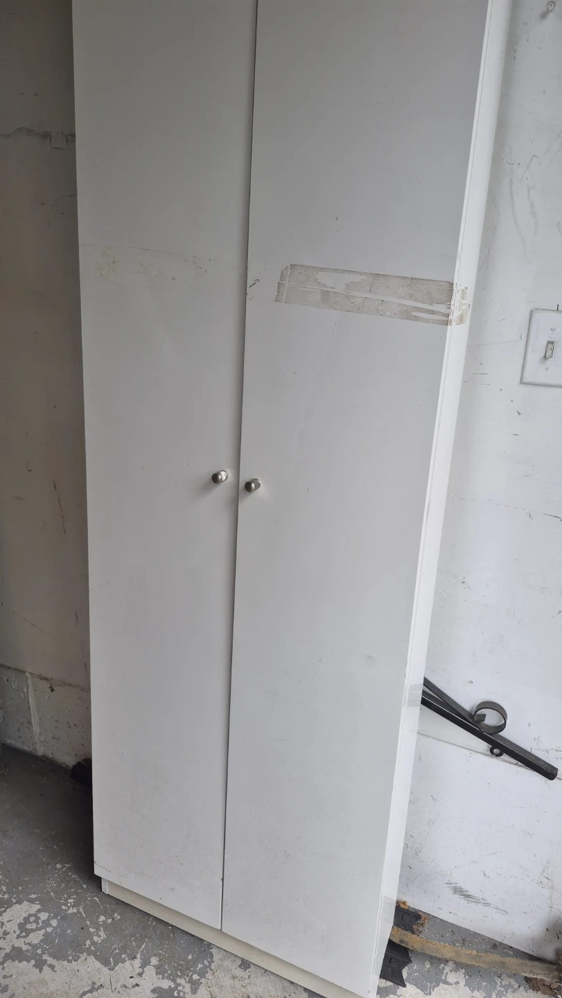 White Tall Storage Cabinet with Shelves - photo 2
