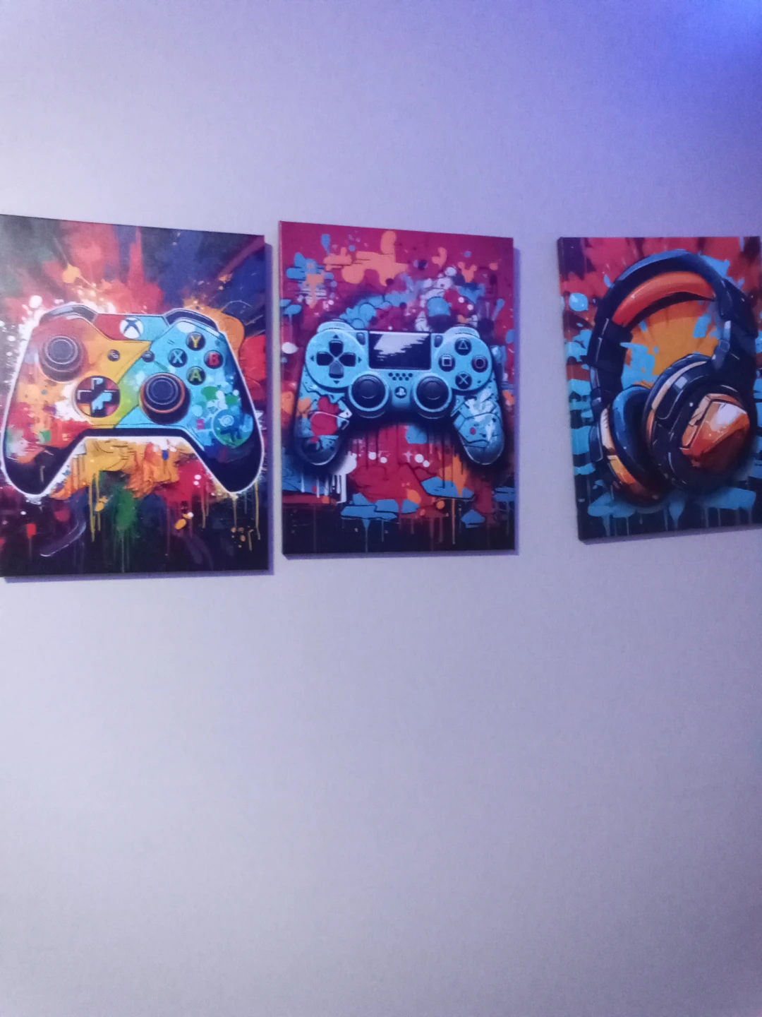 Video Game Controller and Headphone Canvas Art Set