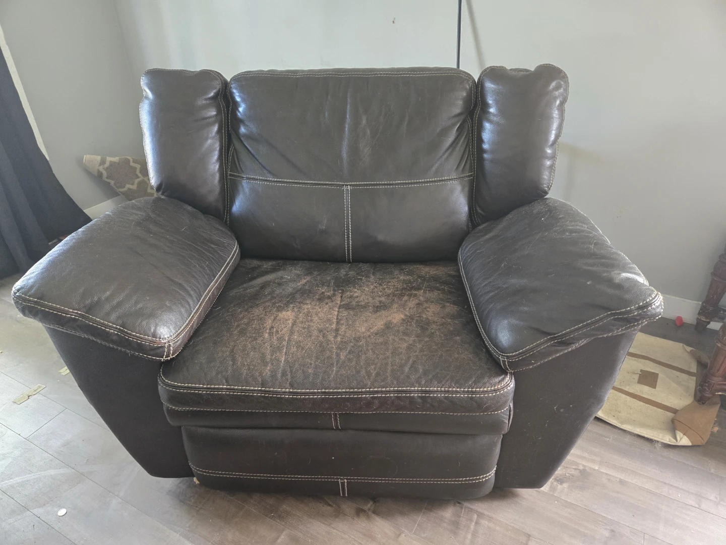 Brown Leather Recliner Chair and couch - photo 2