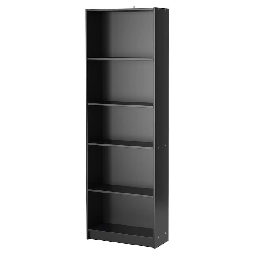 Ikea FINNBY Black Tall 5-Shelf Bookcase
