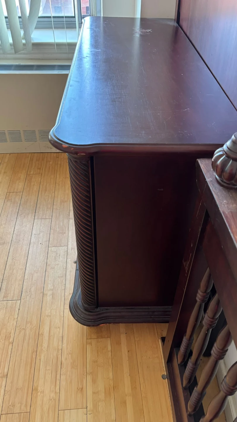 Used Dark Wood Dresser with Cabinet - photo 3