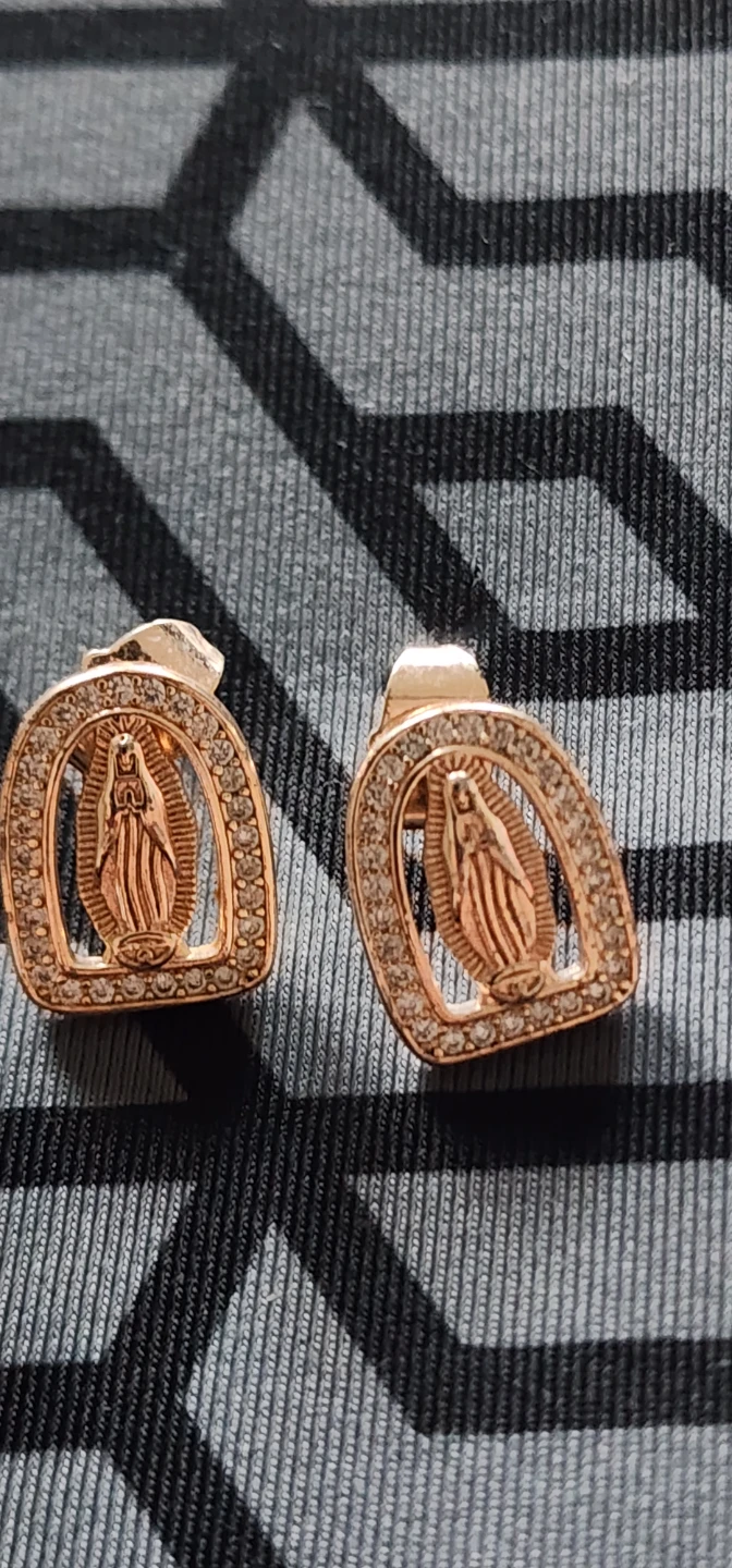Virgin guadalupe stud Earrings rose gold tone