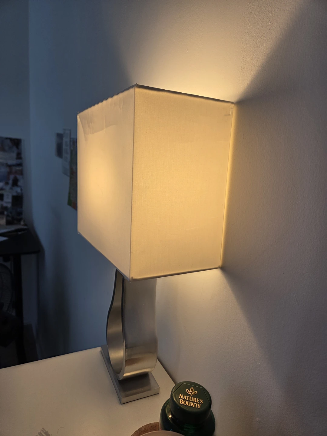 Modern Silver Table Lamp with White Shade - photo 5