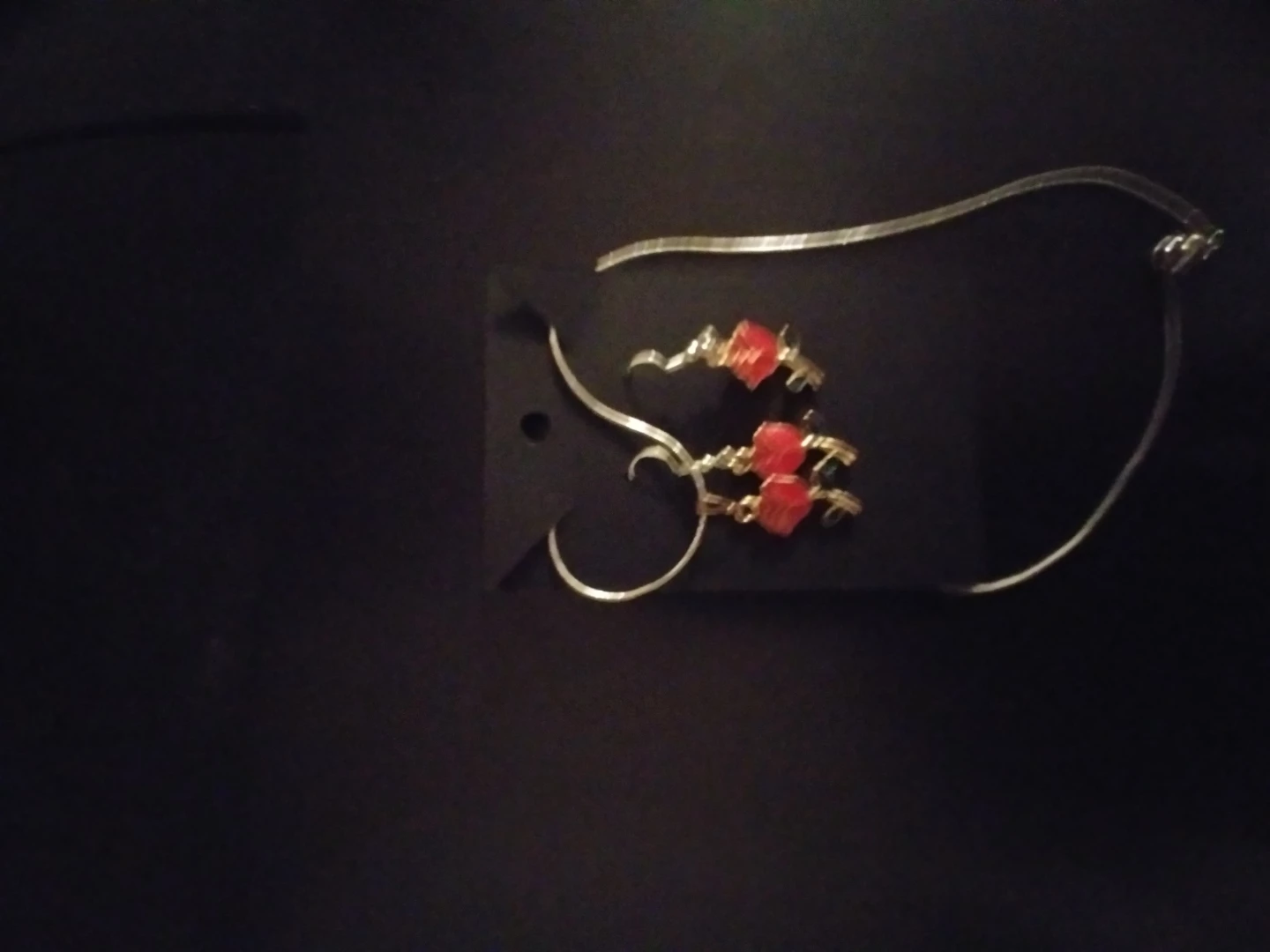 Red flower earrings &necklace