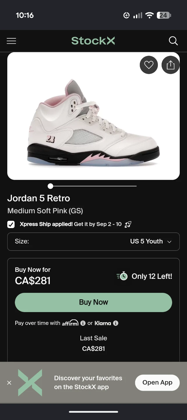 Air Jordan 5 Retro GS Medium Soft Pink