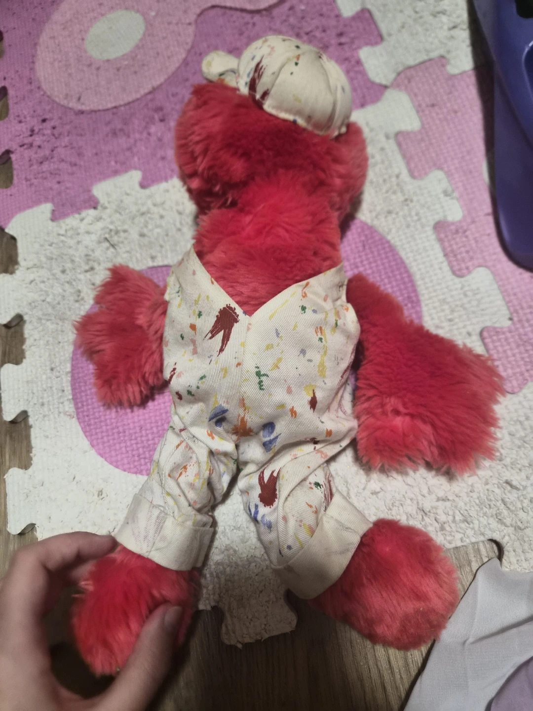 Elmo Plush Toy with Paint Splatter Overalls - photo 2