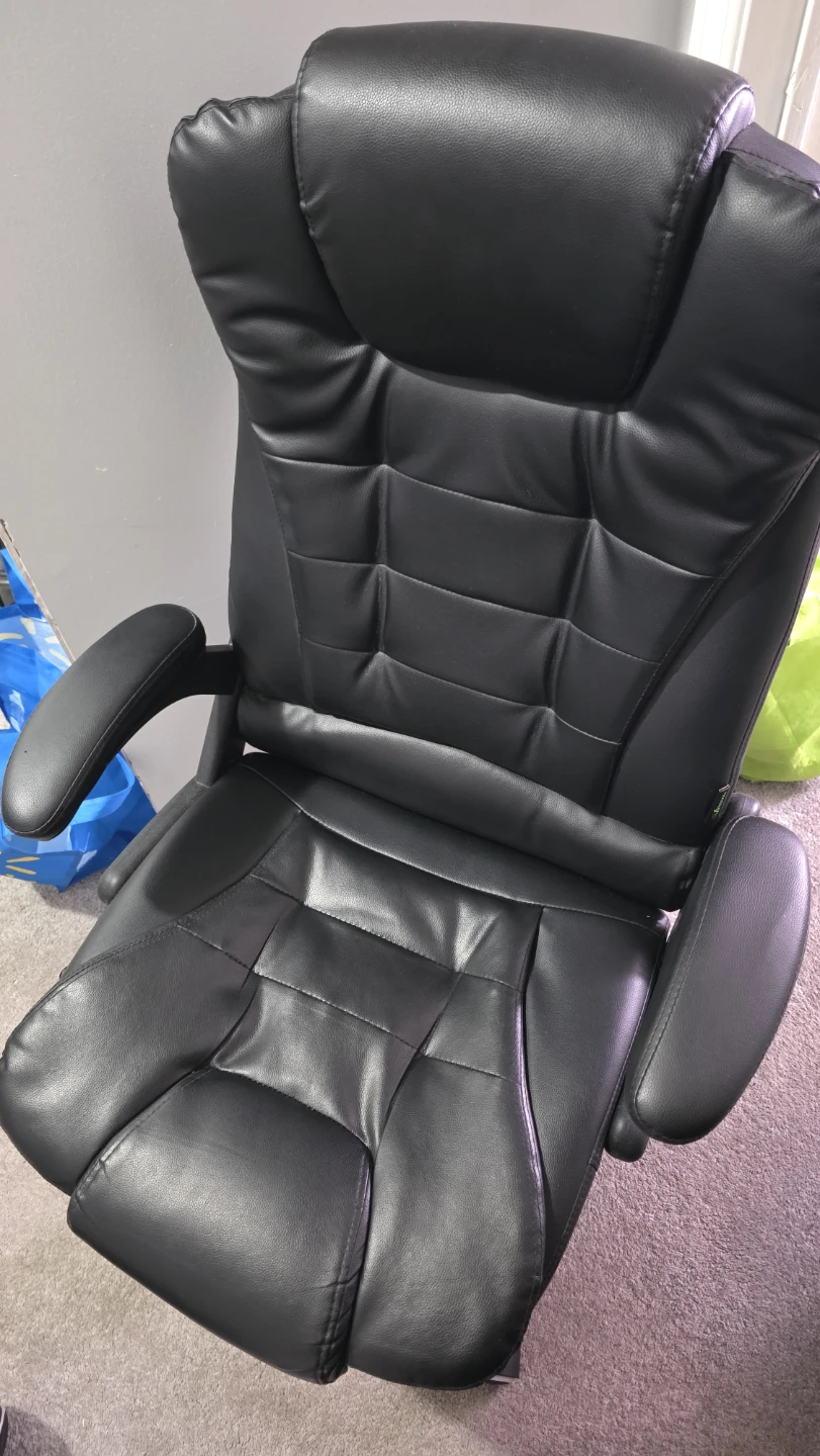 Black Faux Leather Office Chair with Lumbar Pillow - photo 3