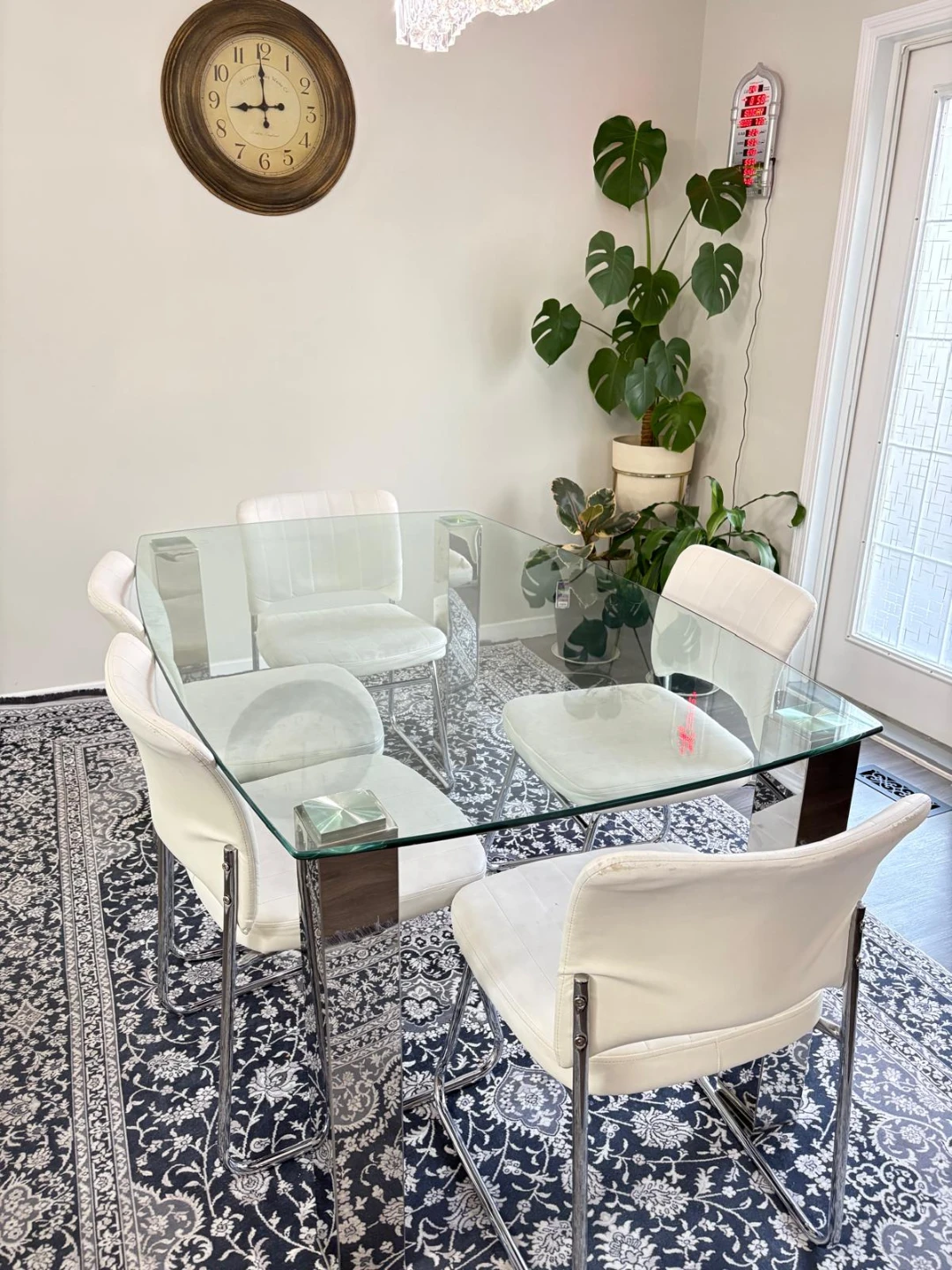 Glass Dining Table Set with 4 Chairs