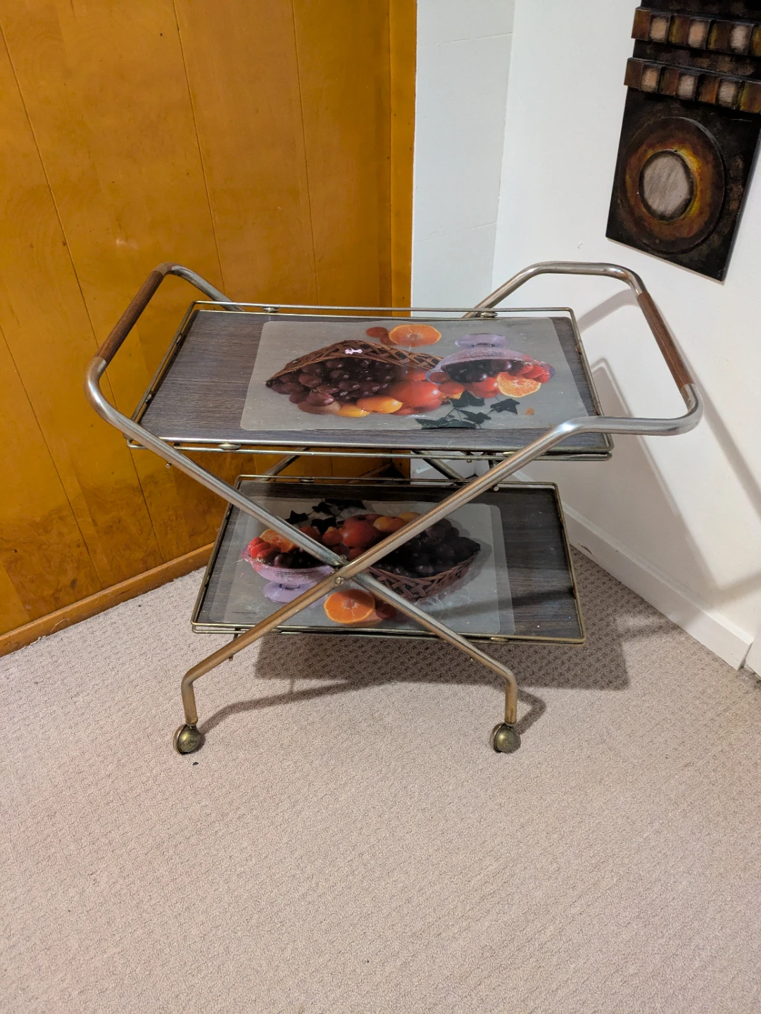 Vintage 2-Tier Bar Cart with Fruit Decals - photo 2
