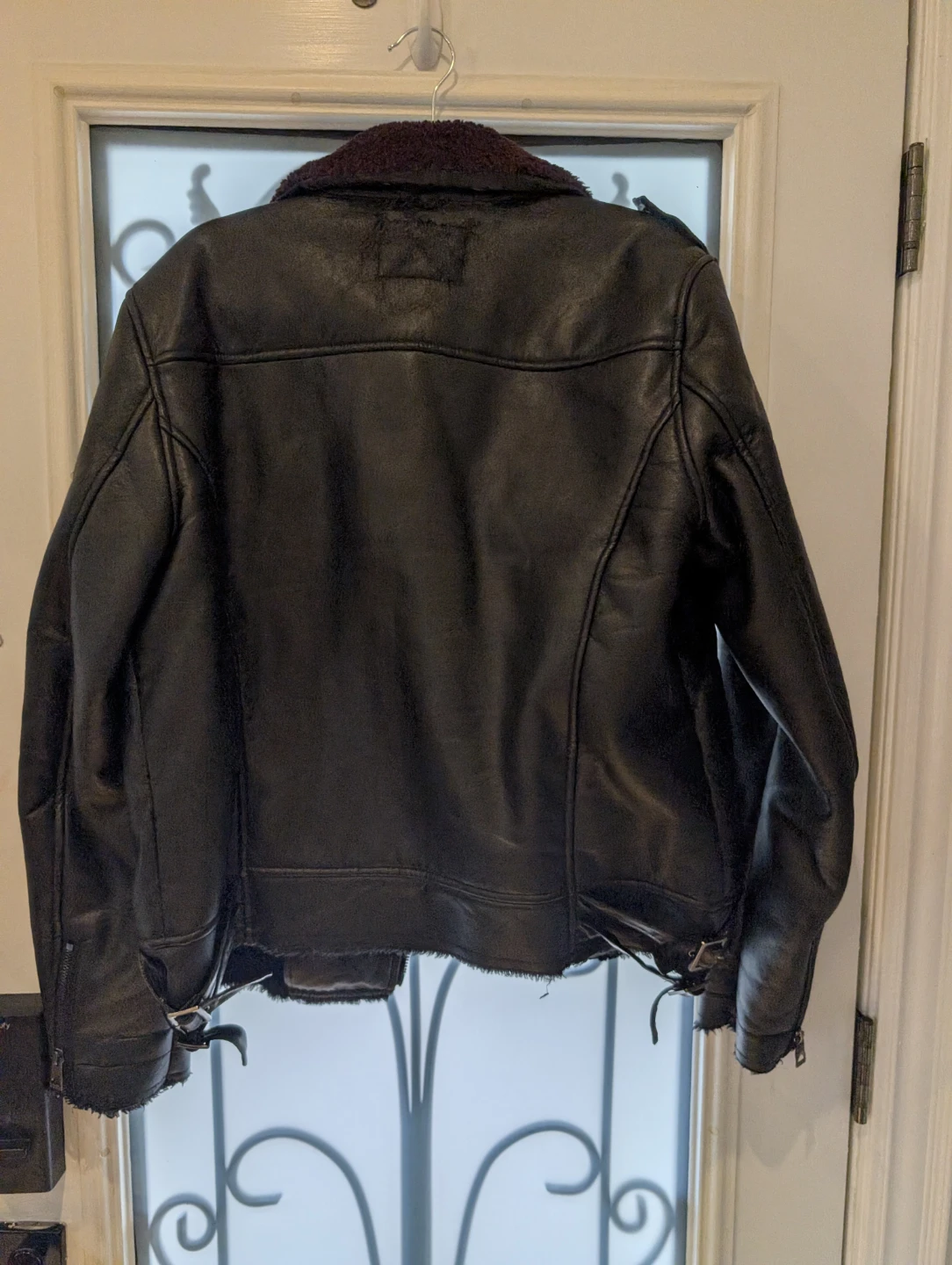 Guess Black Faux Leather Moto Jacket Mens L - photo 4