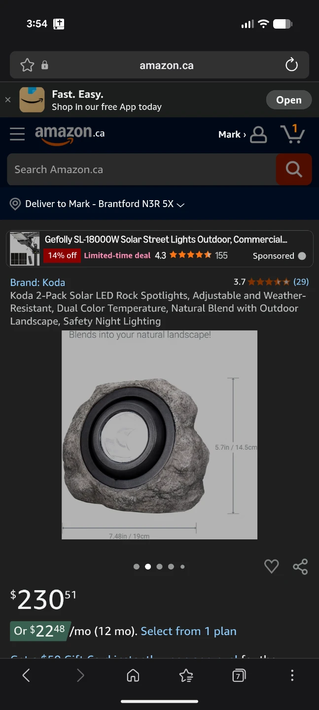 Koda 2-Pack Solar LED Rock Spotlights