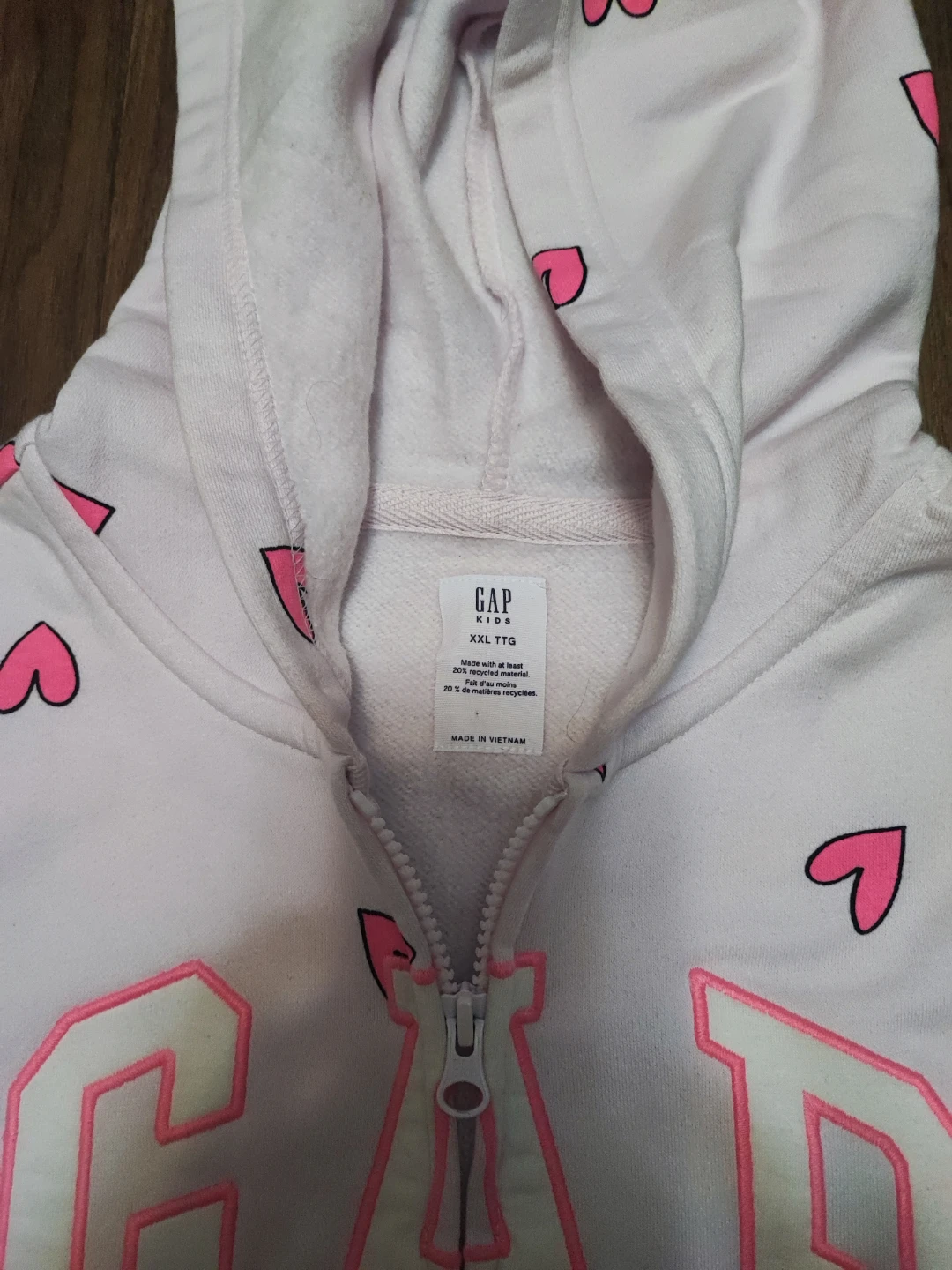 GAP Kids Zip-Up Hoodie - Pink Hearts - XXL TTG - photo 2