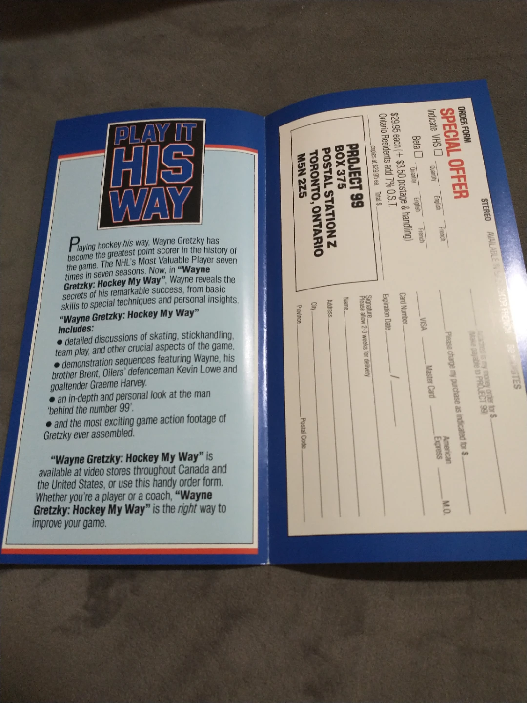 1980s Wayne Gretzky Hockey My Way VHS Insert Cover - photo 5