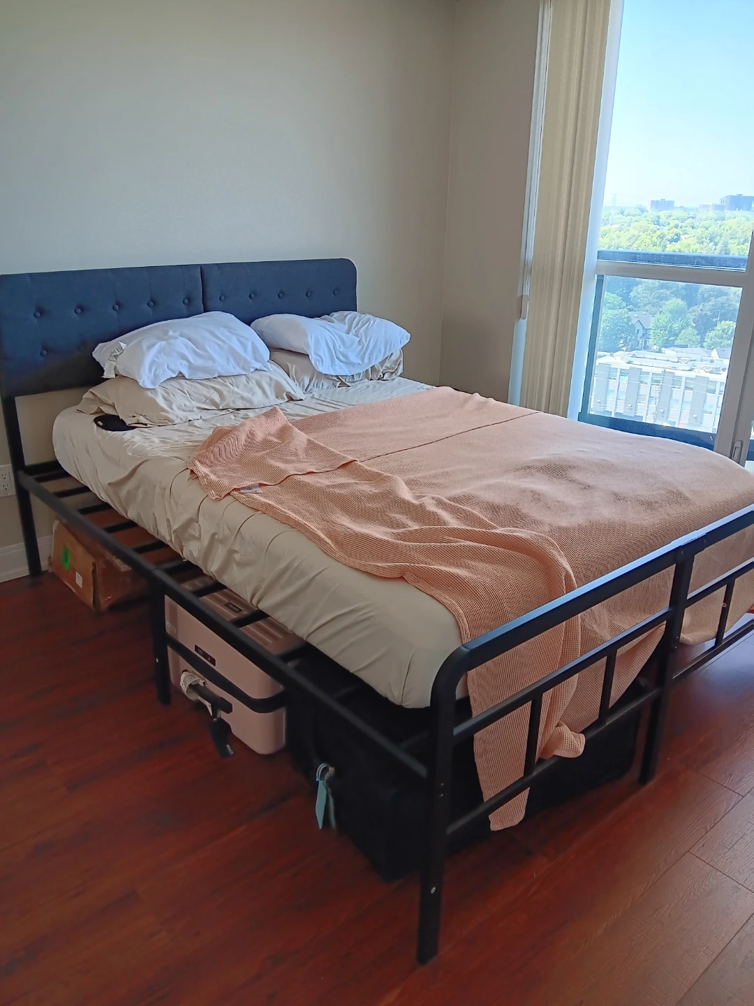 EMODA 16 inch Queen Bed Frame with upholstered headboard