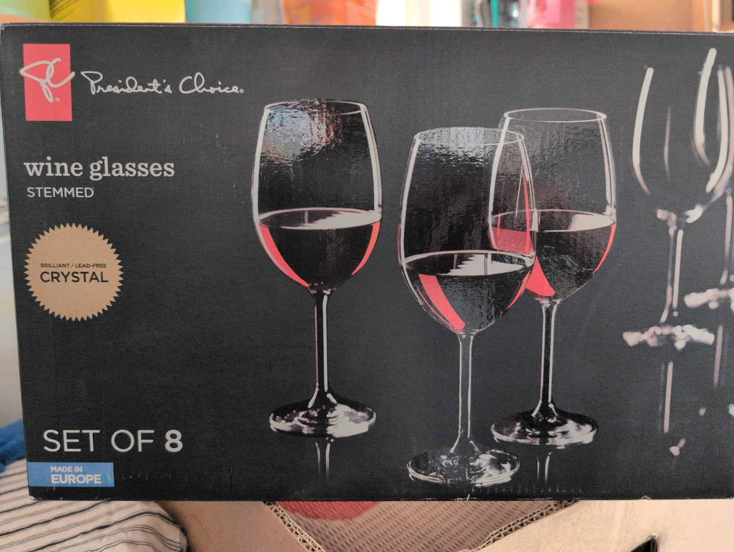 President's Choice Stemmed Wine Glasses - Set of 8 (New)