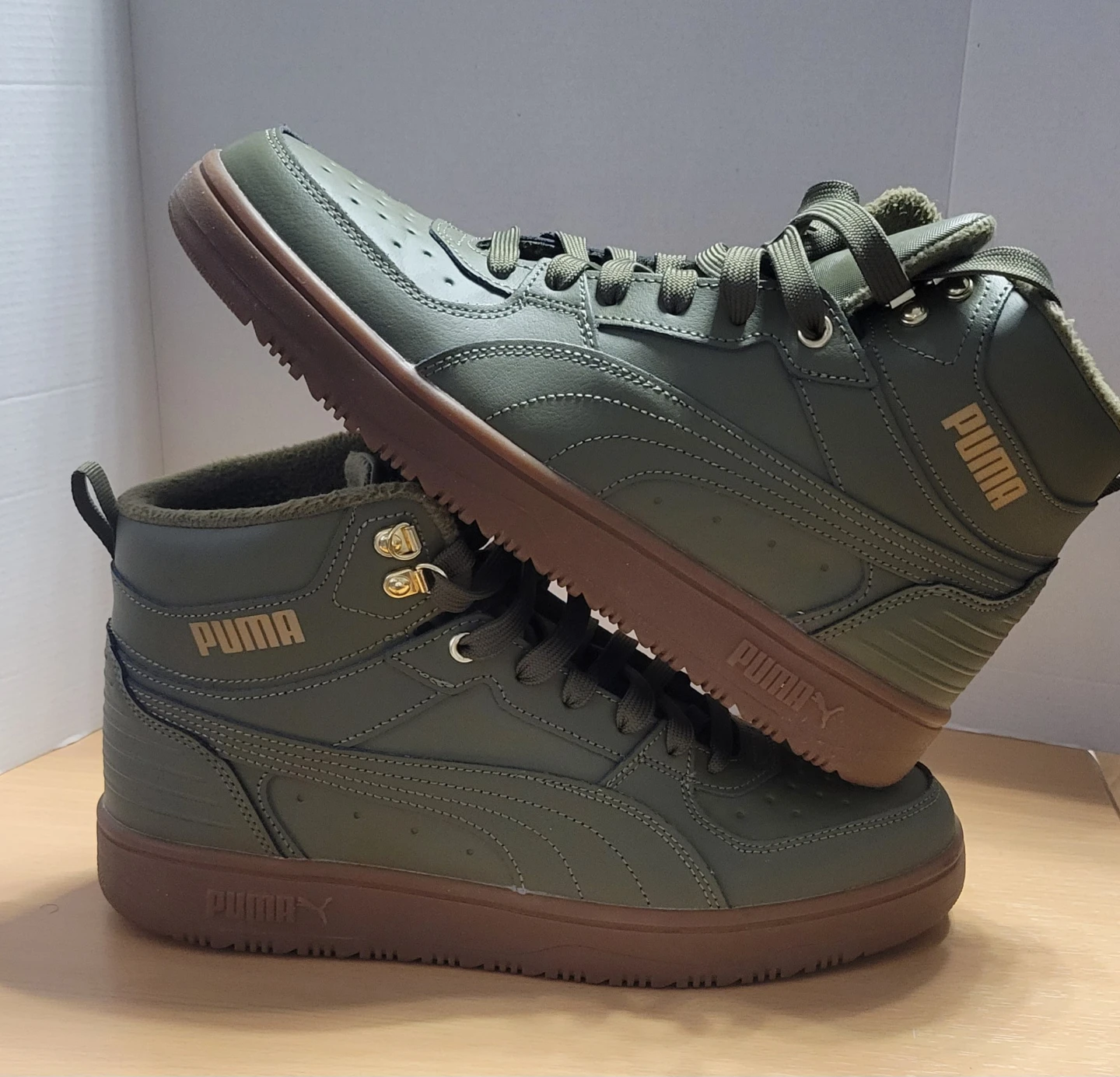 Puma High Top Sneakers - Olive Green Size 10.5 - photo 3