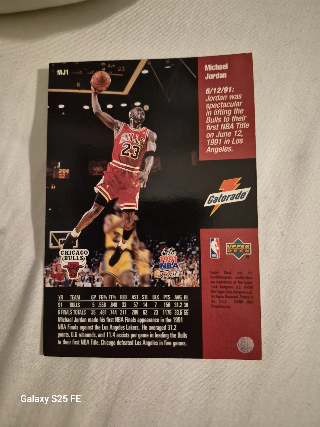 1991 Michael Jordan Upper Deck NBA Finals Card - photo 2