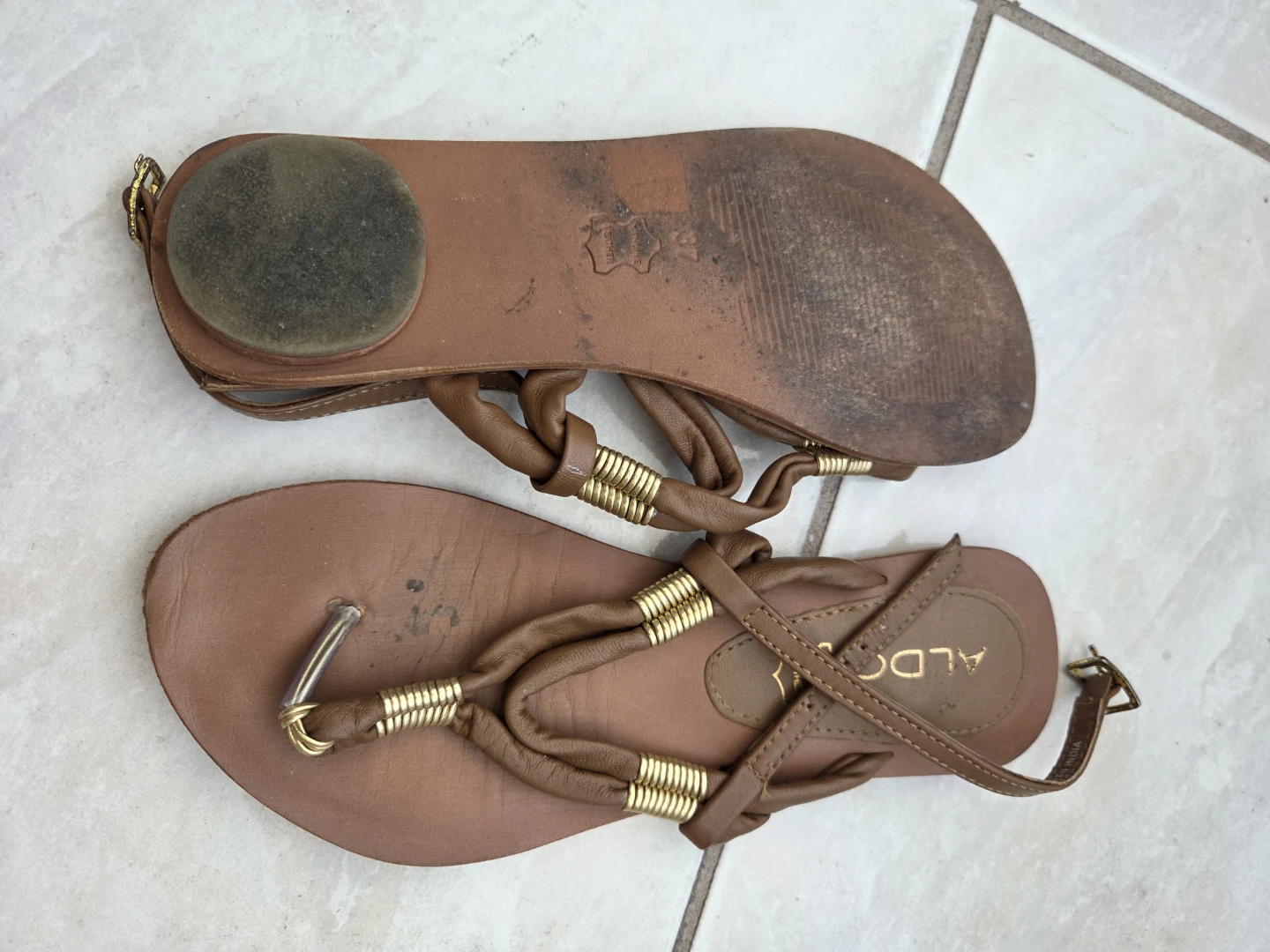ALDO Women's Brown Leather Strappy Flat Sandals - photo 2
