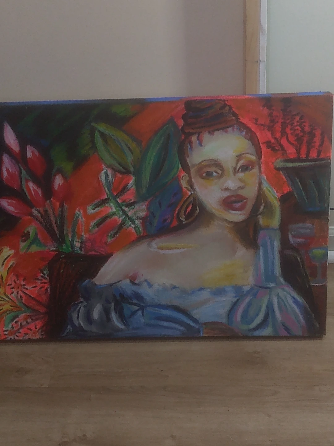 Original oil and pastels painting