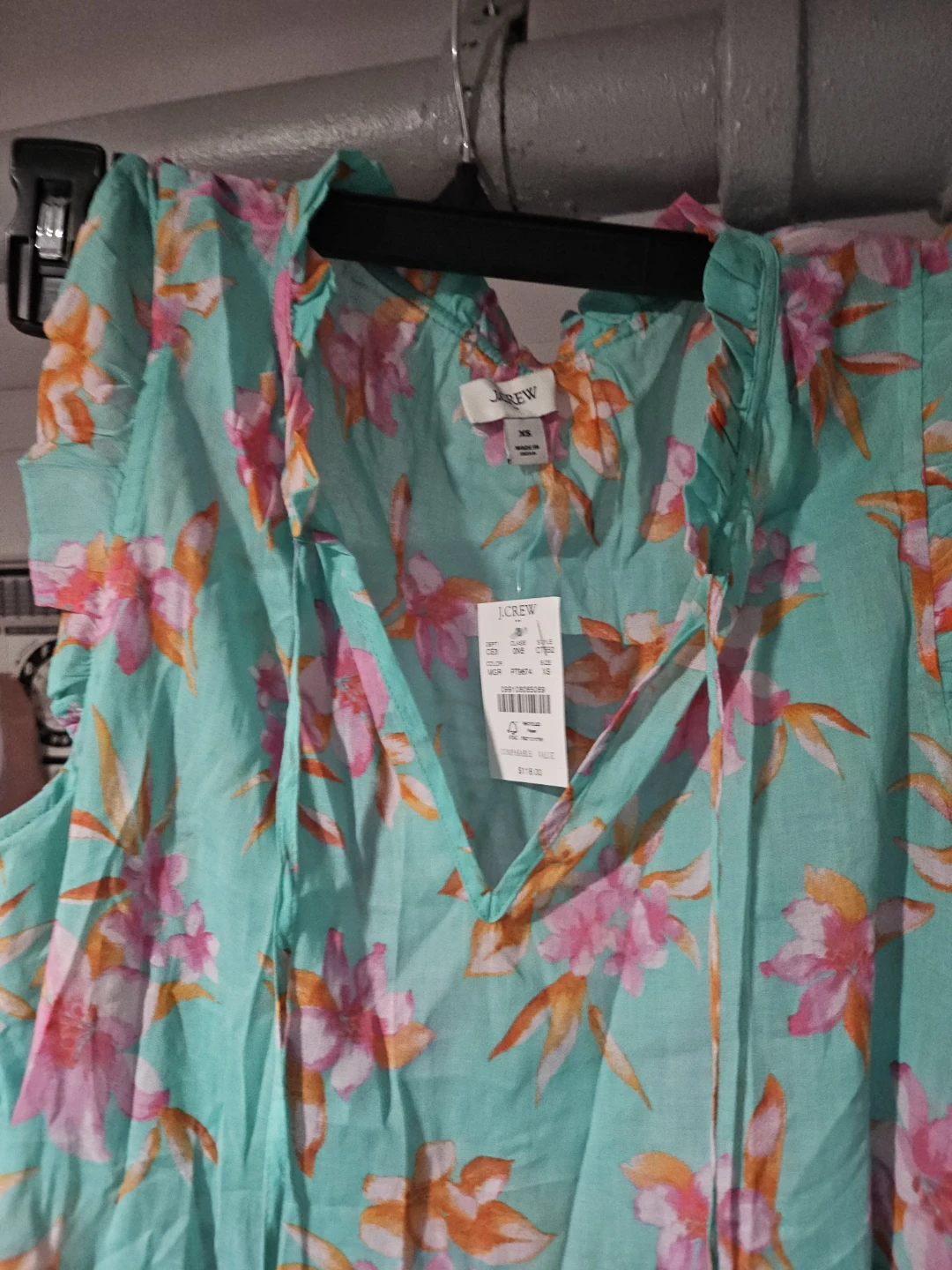 J. Crew Turquoise Floral Ruffle Sleeve Dress - photo 2
