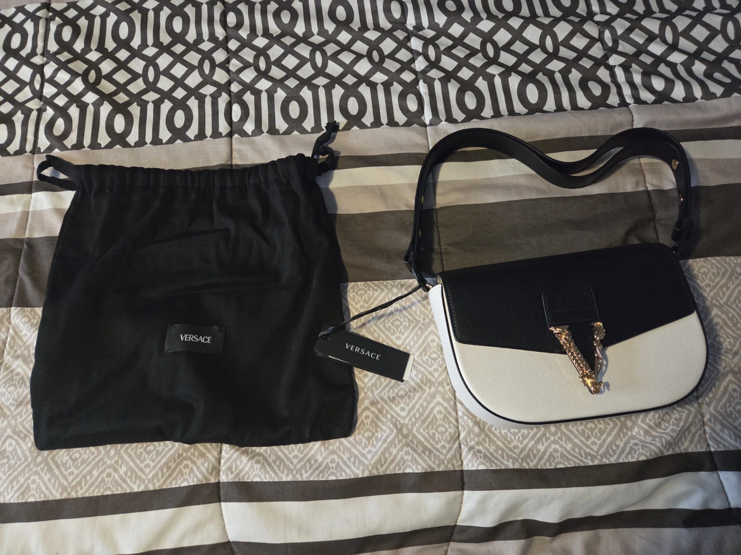 Versace Black and White Shoulder Bag