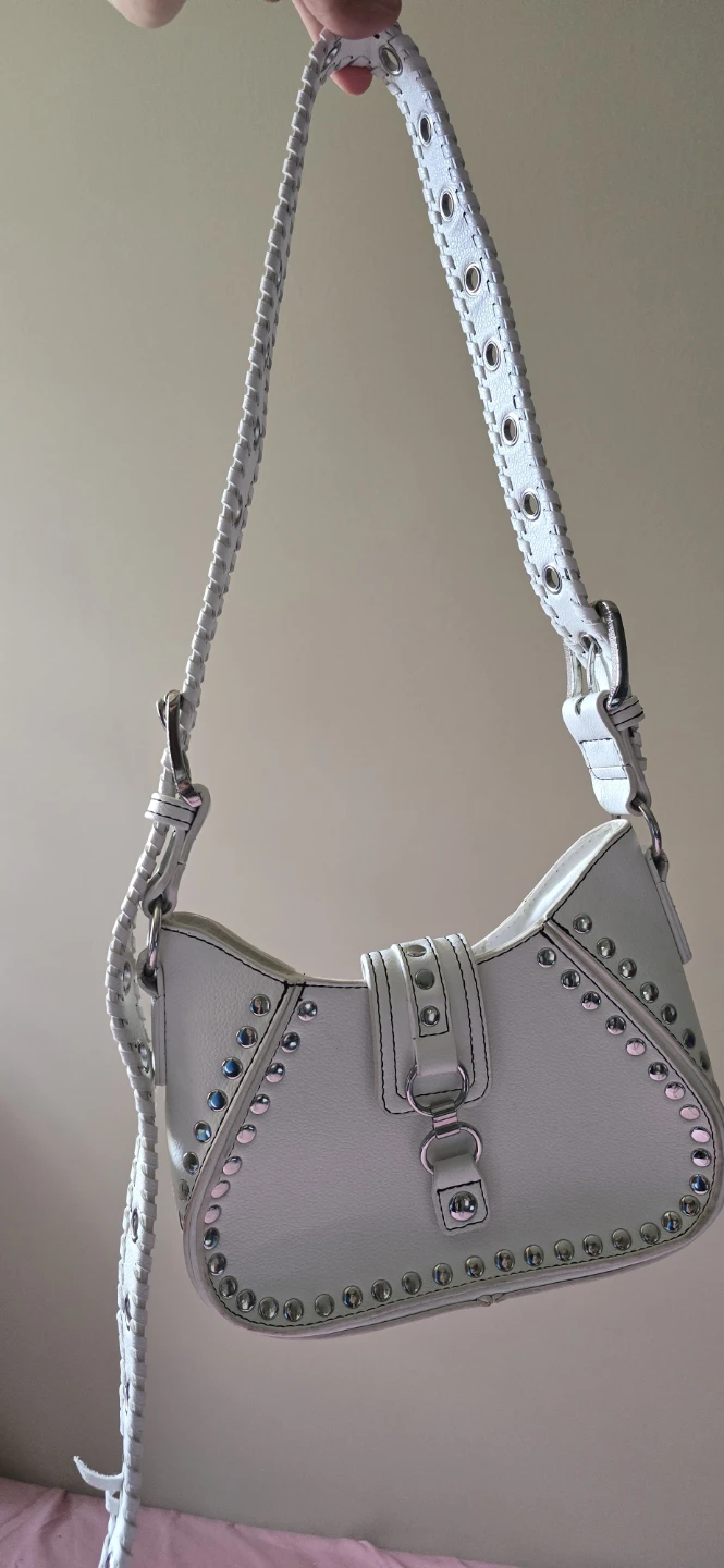 White studded shoulder bag - photo 4