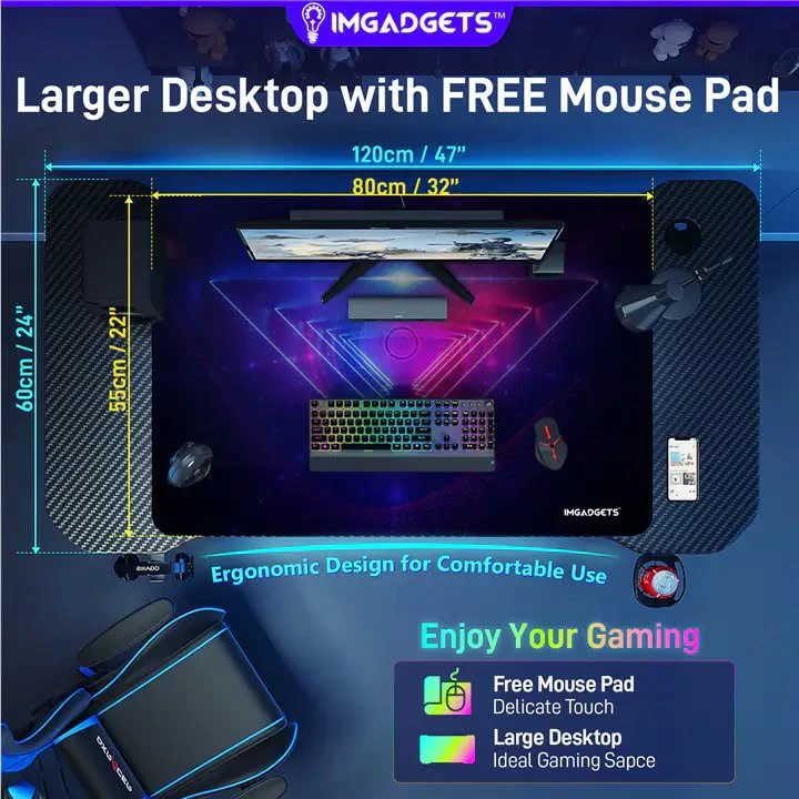 IMGADGETS Carbon Fiber Gaming Desk with RGB Lights - photo 3