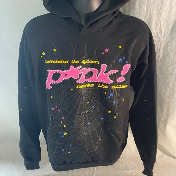 Pink/Spyder hoodie black size (s)
