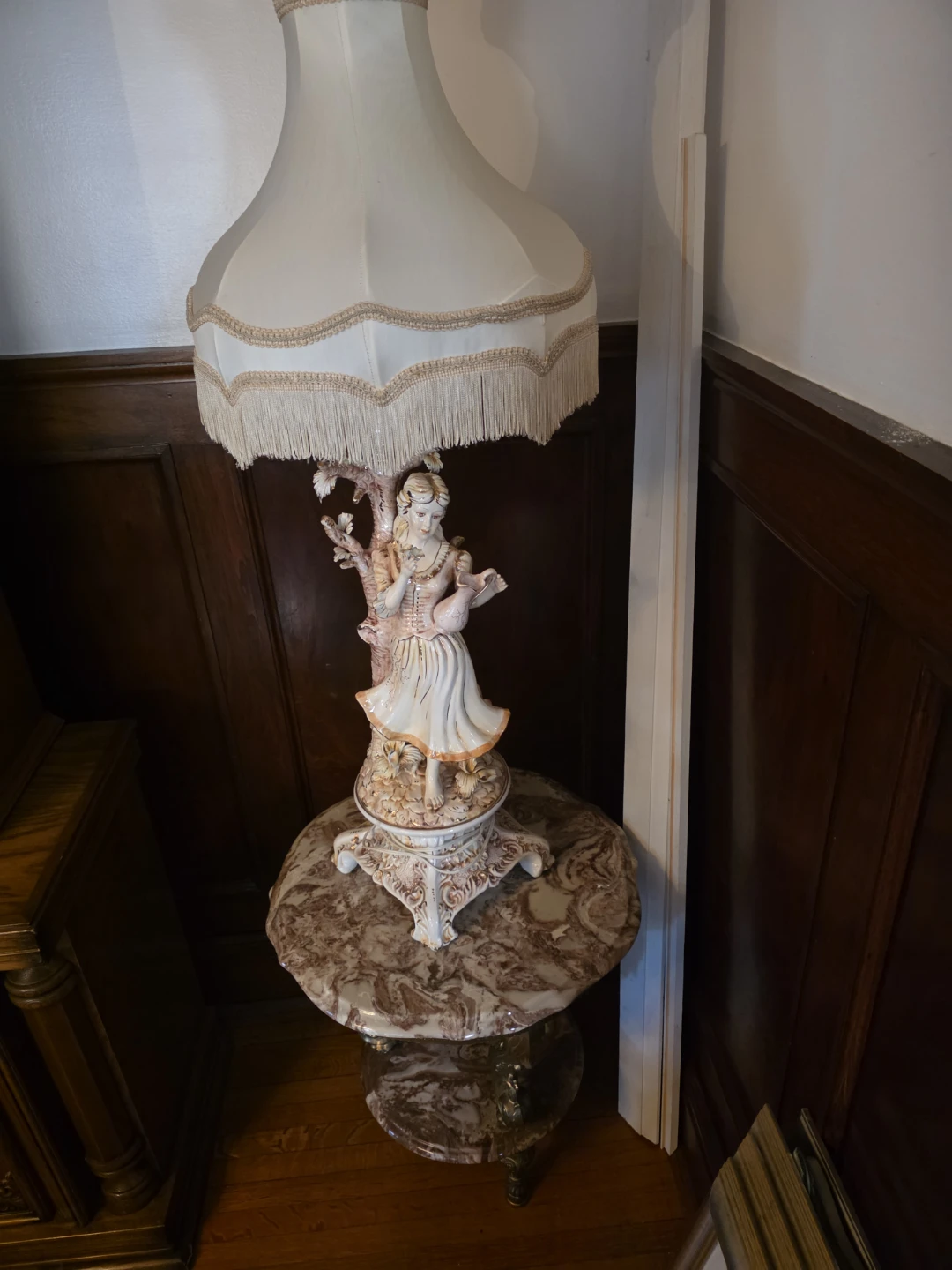 Capodimonte Vintage Porcelain Figurine Lamps with Lampshade