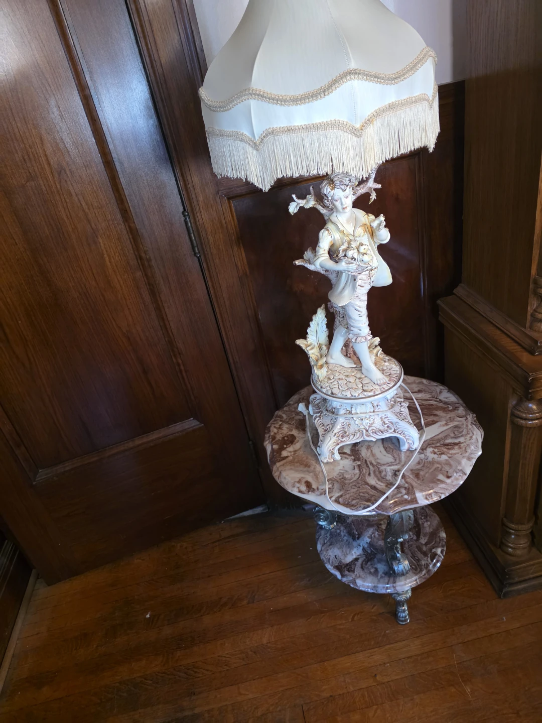 Capodimonte Vintage Porcelain Figurine Lamps with Lampshade - photo 2