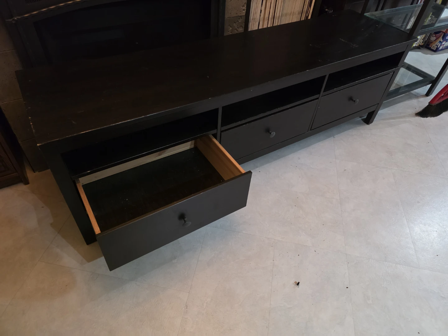 Black Hemnes IKEA TV Stand with Drawers and Shelves - photo 3