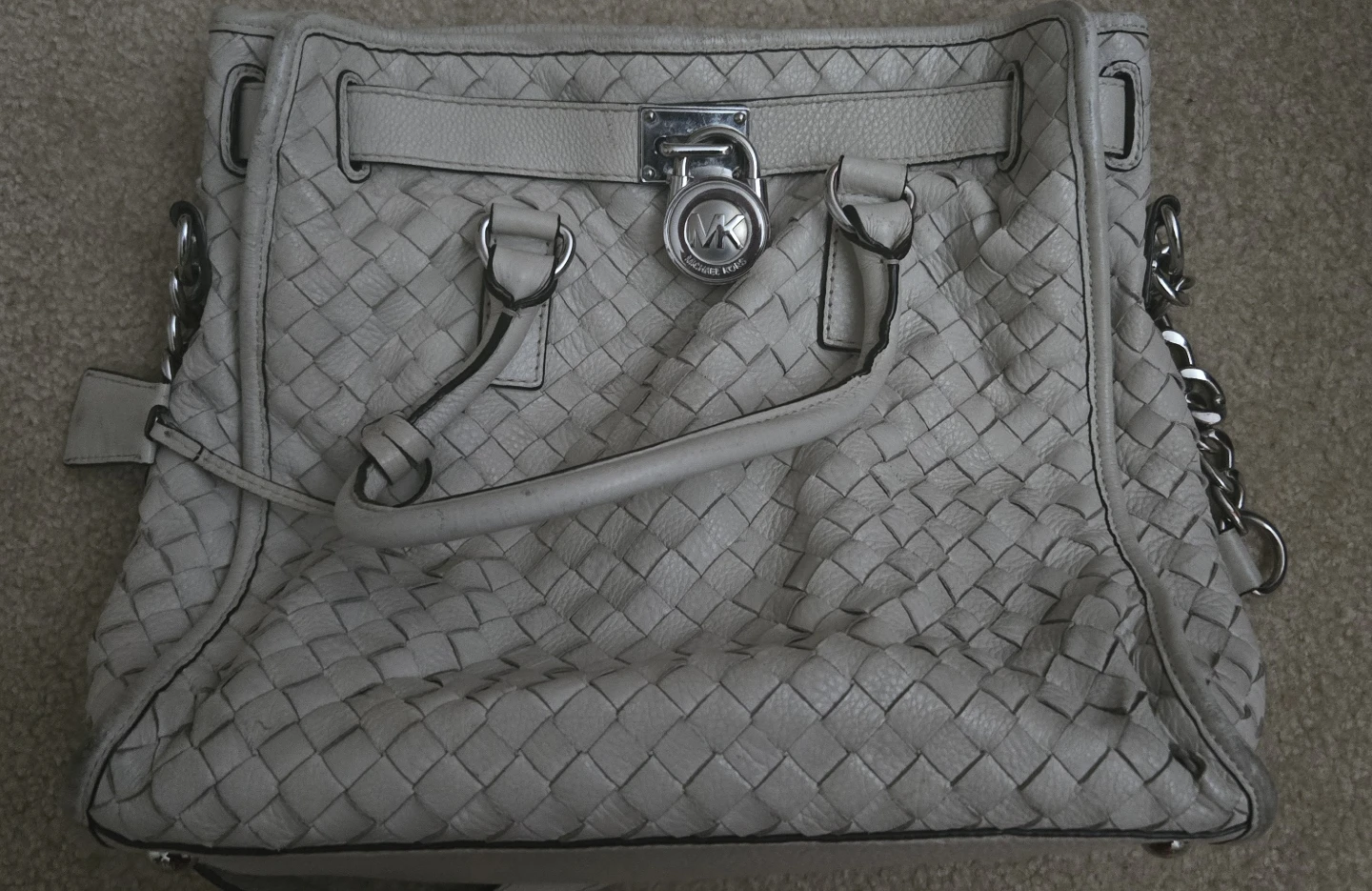 Michael Kors White Woven Leather Satchel Handbag