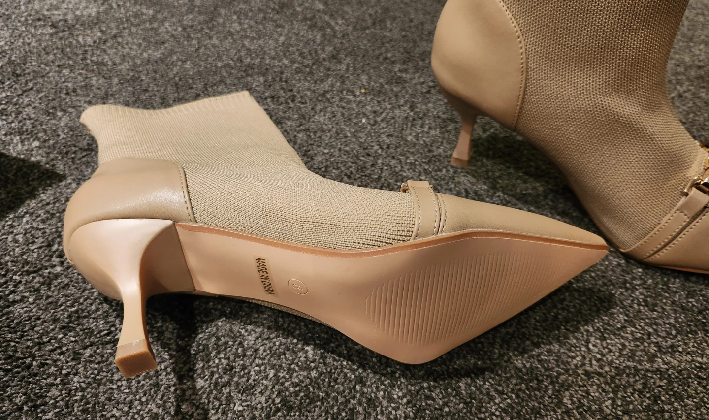 Tan Sock Booties with Gold Chain Accent - photo 4