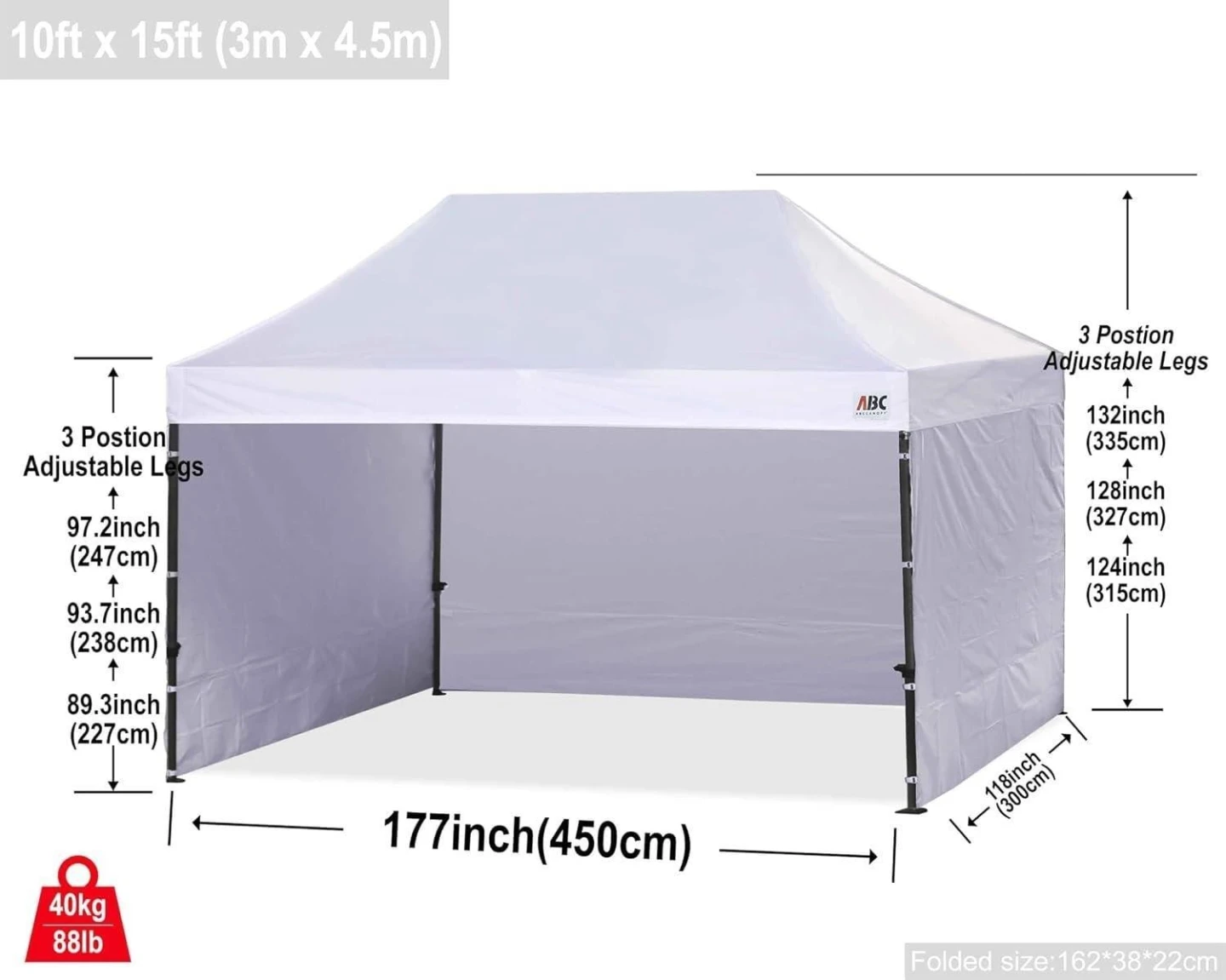 ABC Canopy 10ft x 15ft Pop-Up Canopy Tent