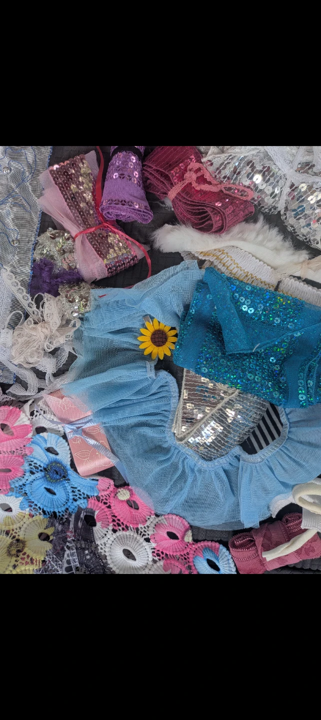 Assorted Craft Supplies - Sequins, Lace, Ribbons
