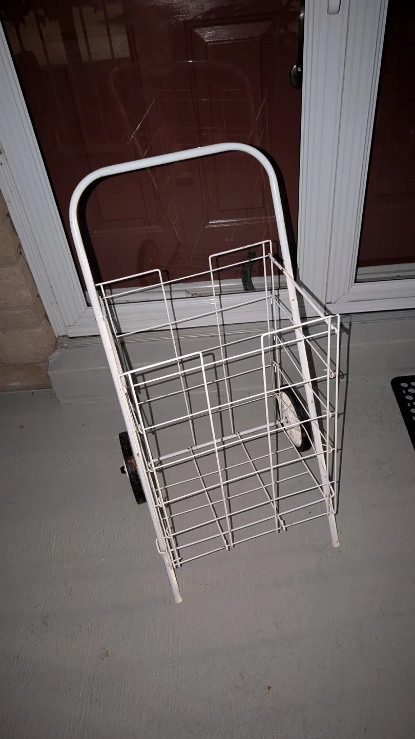 White Rolling Shopping Cart - photo 2