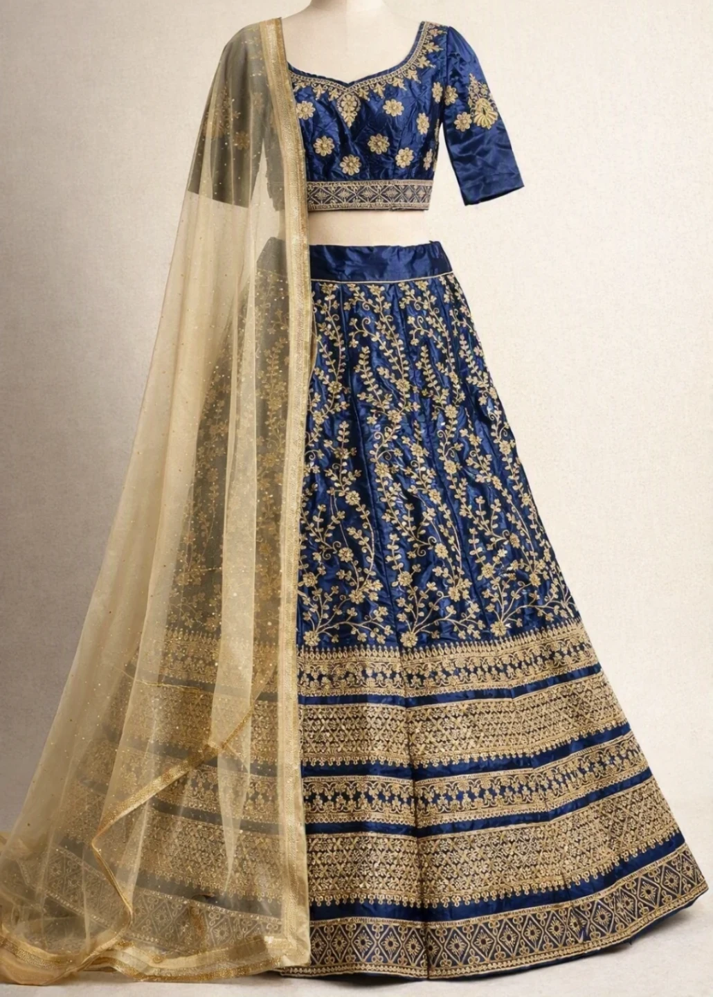 Blue Embroidered Lehenga Choli with Dupatta