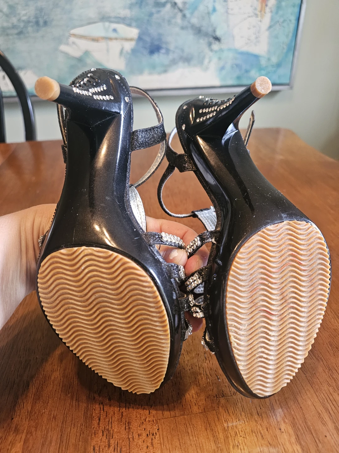 Michaela Bordeaux Black Sparkly Heels - Size 39 - photo 3