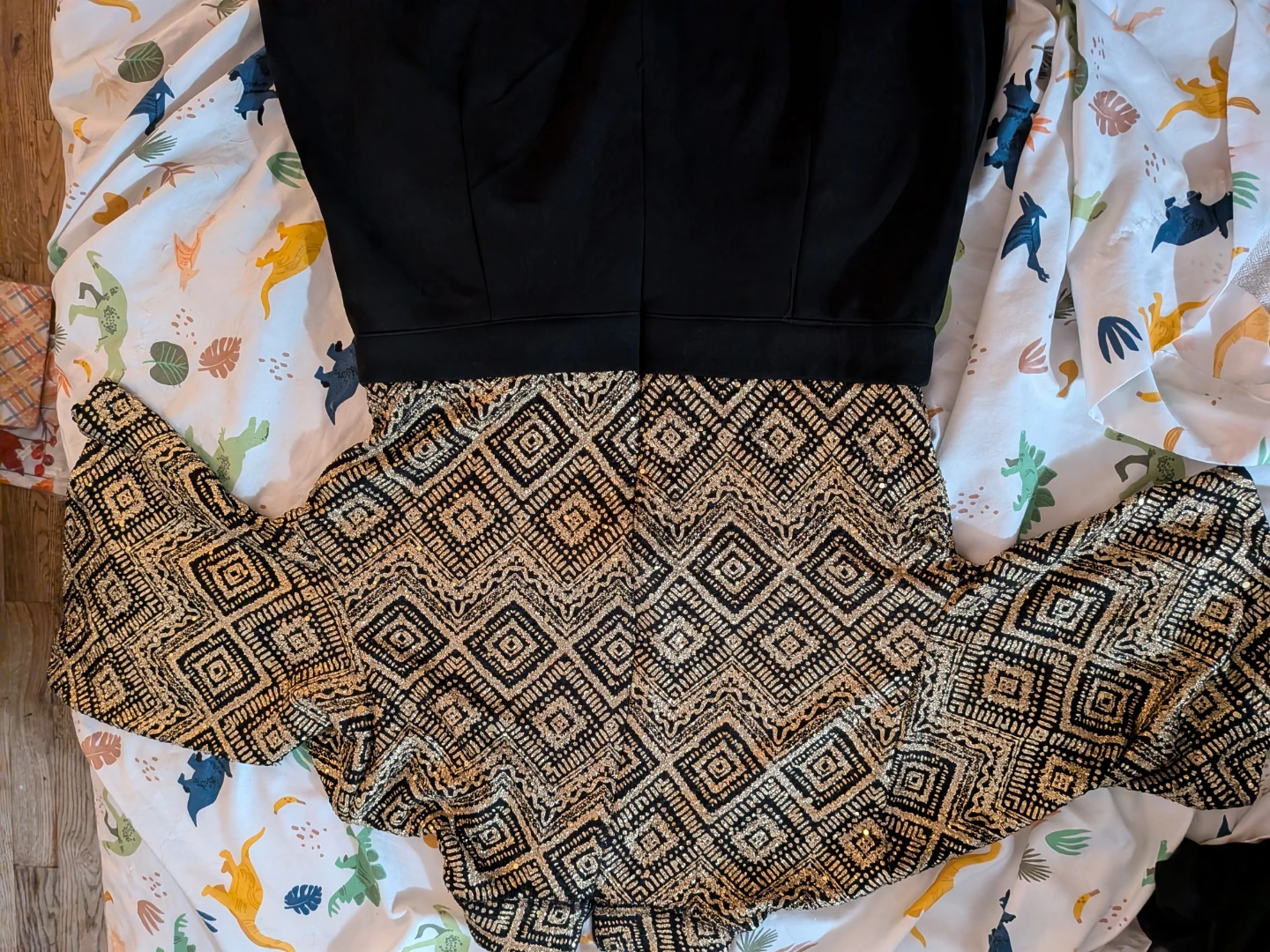 Black Jumpsuit with Gold Pattern Top - photo 3