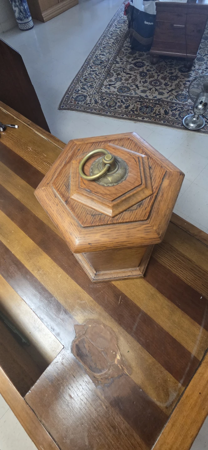 Antique Wooden Poker Chip Holder Case