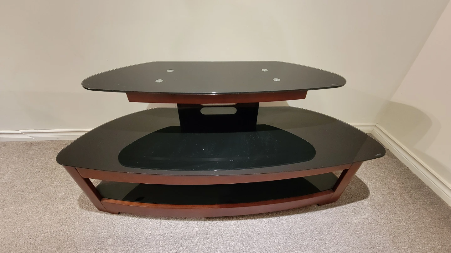 TV Stand with Glass Shelves