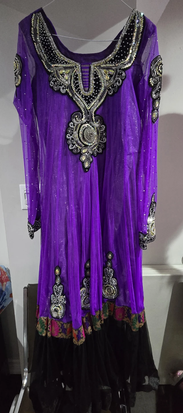 Purple Embellished Anarkali Suit Set - photo 2