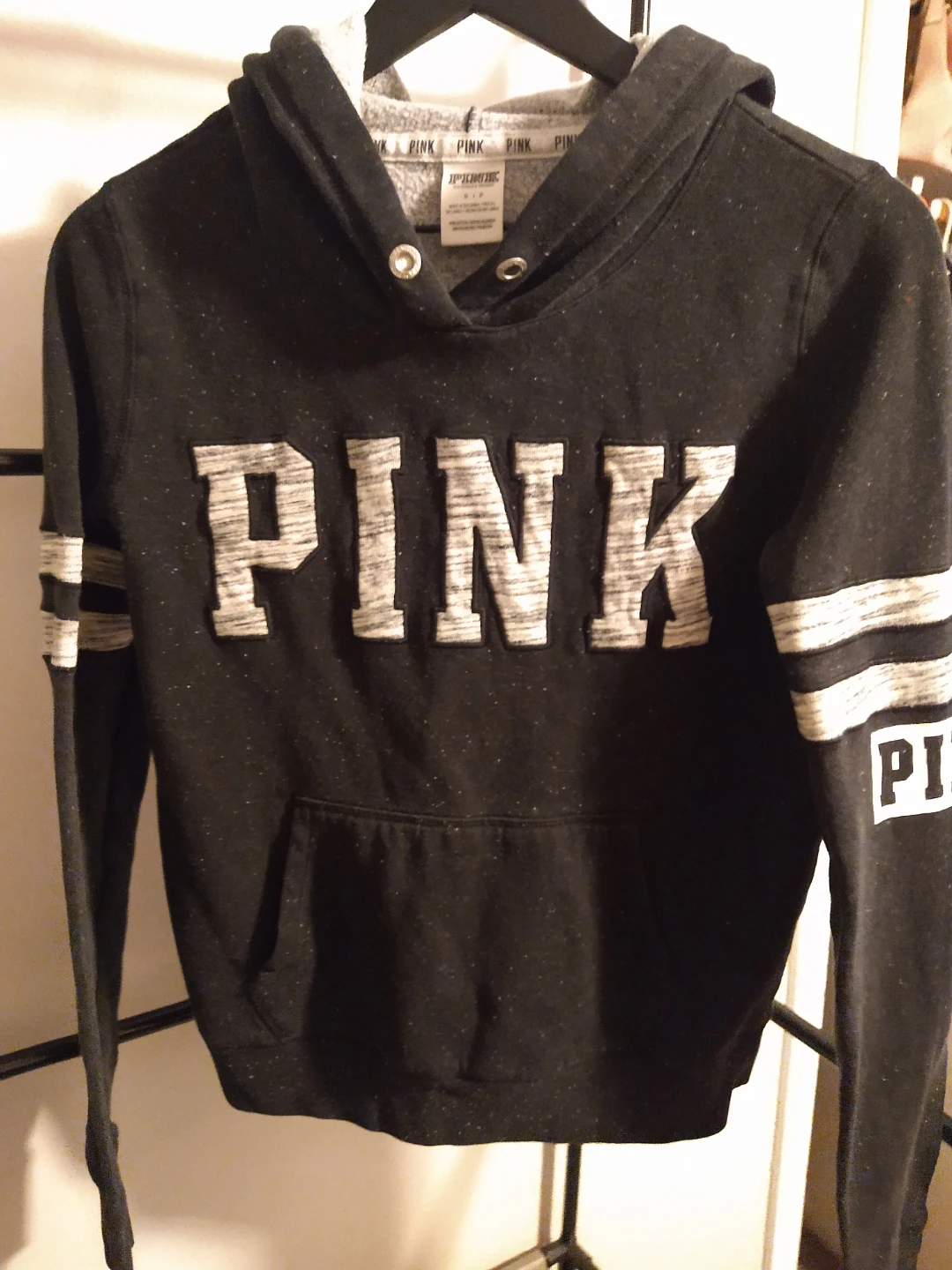 Victoria's Secret PINK Black Marled Hoodie Small - photo 5