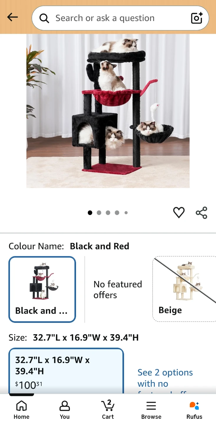 Cat Goth Tree Condo with Hammock and Scratching Posts - photo 2
